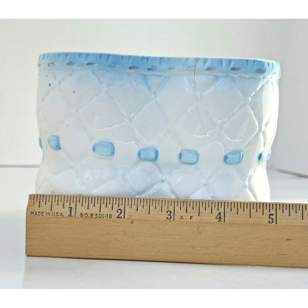 Planter Boot MY NEIL 1985 Blue‎ Ceramic Nursery Vase Baby Decor Vintage Gift